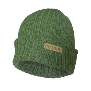 Clear Creek classic rib-knit cuffed beanie in olive green